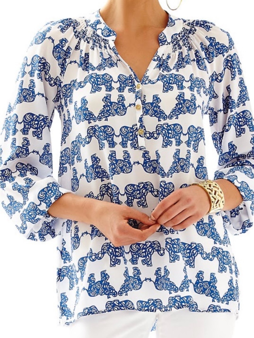 NWT Lilly Pulitzer SILK ELSA TOP Elephant 🐘 PACK YOUR TRUNK Blouse XS $198